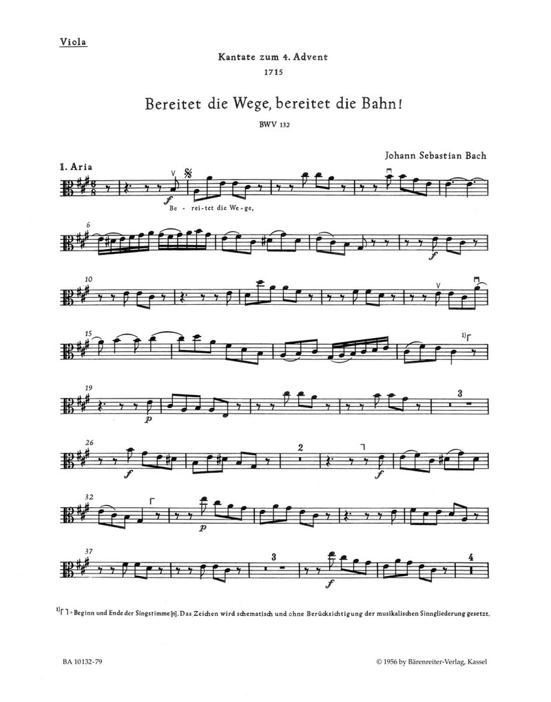 Bereitet die Wege, bereitet die Bahn, BWV 132 [viola part]