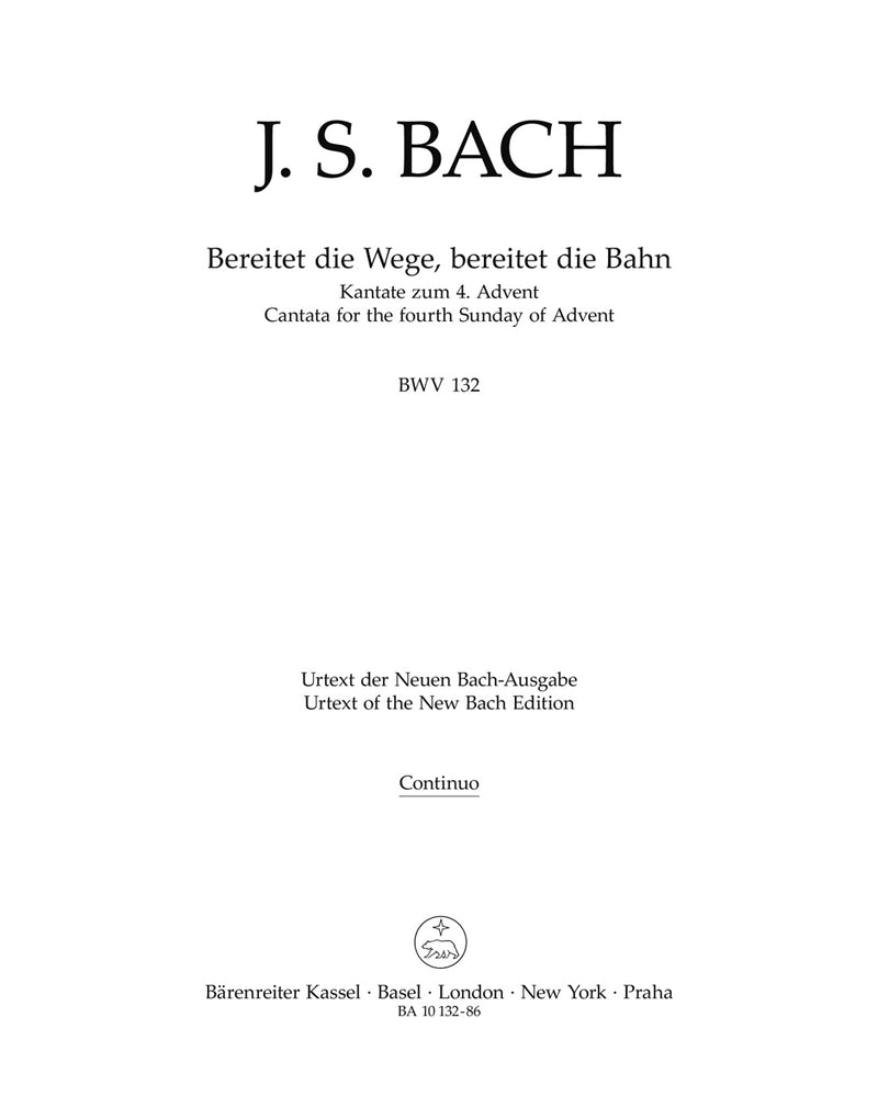 Bereitet die Wege, bereitet die Bahn, BWV 132 [cello/double bass/Bc part]