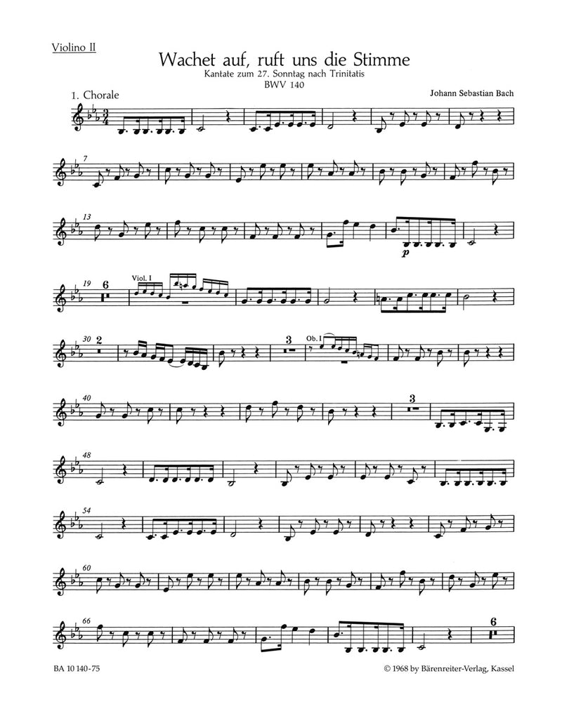 Wachet auf, ruft uns die Stimme BWV 140 [violin 2 part]