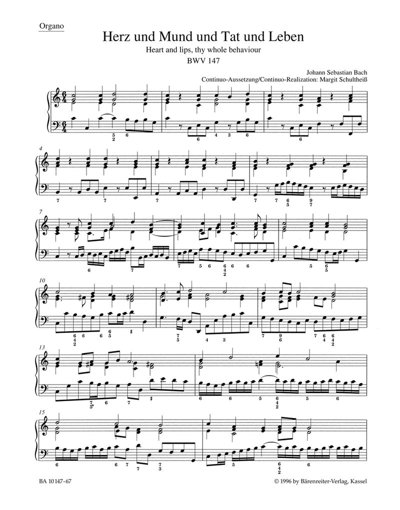 Herz und Mund und Tat und Leben BWV 147 [organ/Bc part]