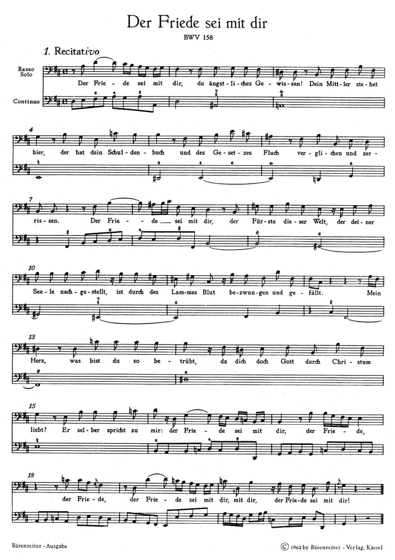 Der Friede sei mit dir, BWV 158 [score]
