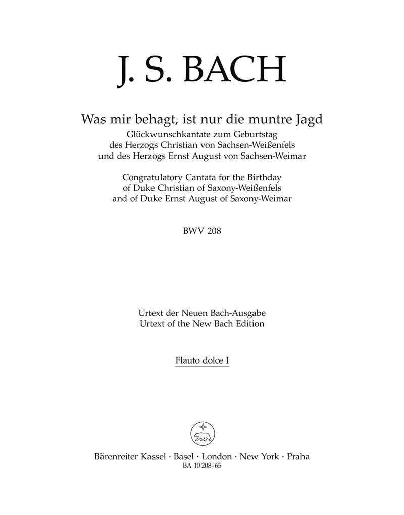 Was mir behagt, ist nur die muntre Jagd, BWV 208 [set of wind parts]