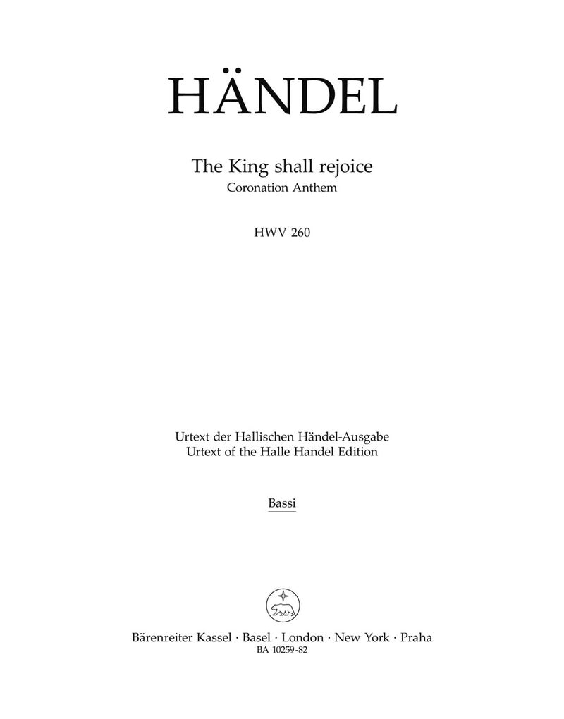 The King shall rejoice HWV 260 [Bassi part]