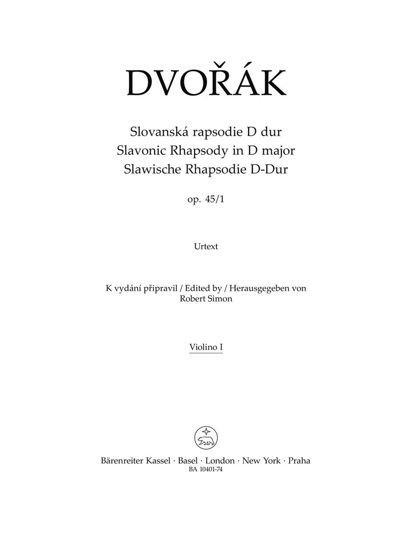 Slavonic Rhapsody Nr. 1 D major op. 45 [violin 1 part]