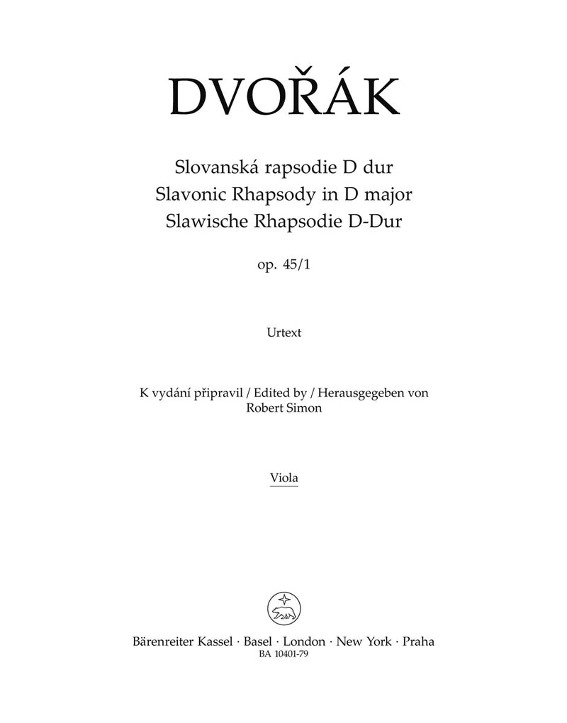 Slavonic Rhapsody Nr. 1 D major op. 45 [viola part]
