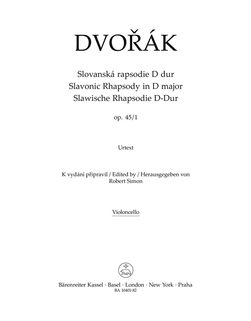 Slavonic Rhapsody Nr. 1 D major op. 45 [cello part]