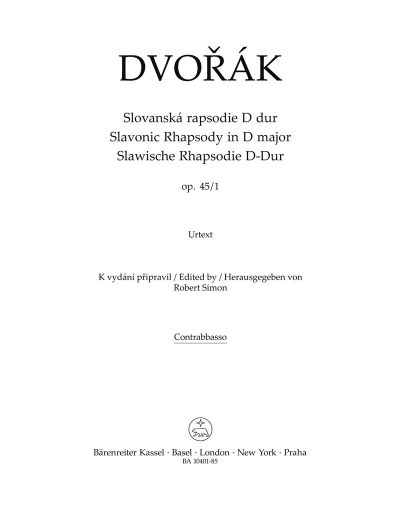 Slavonic Rhapsody Nr. 1 D major op. 45 [double bass part]