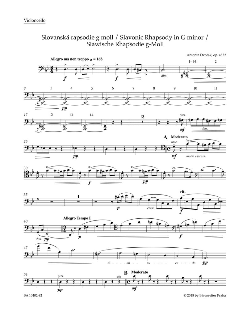 Slavonic Rhapsody G minor op. 45/2 [cello part]