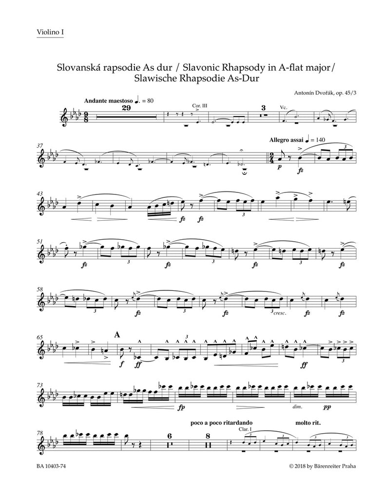 Slawische Rhapsodie Nr. 3 A-flat major op. 45 [violin 1 part]