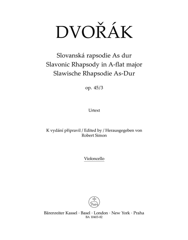 Slawische Rhapsodie Nr. 3 A-flat major op. 45 [cello part]