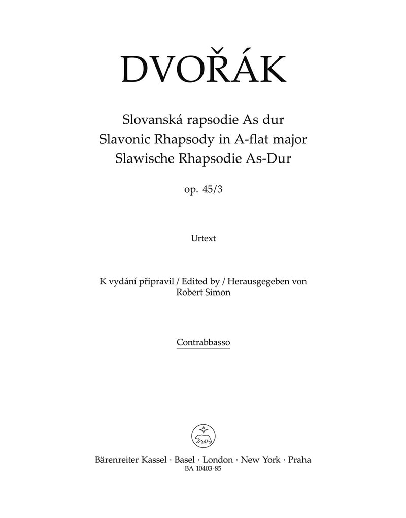 Slawische Rhapsodie Nr. 3 A-flat major op. 45 [double bass part]
