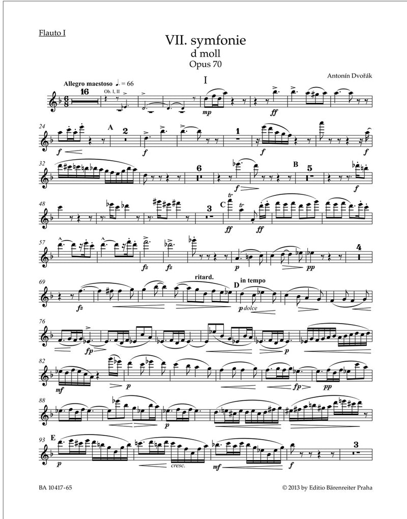 Symphonie Nr. 7 d-Moll = Symphony no. 7 D minor op. 70 [set of wind parts]