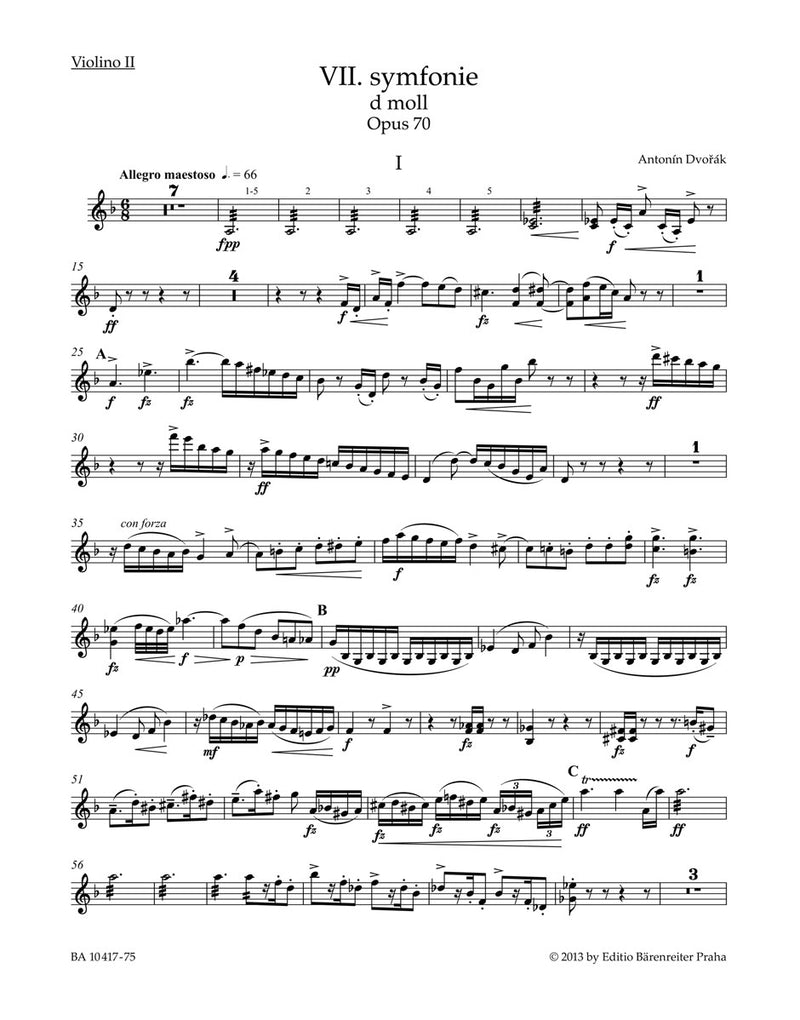 Symphonie Nr. 7 d-Moll = Symphony no. 7 D minor op. 70 [violin 2 part]