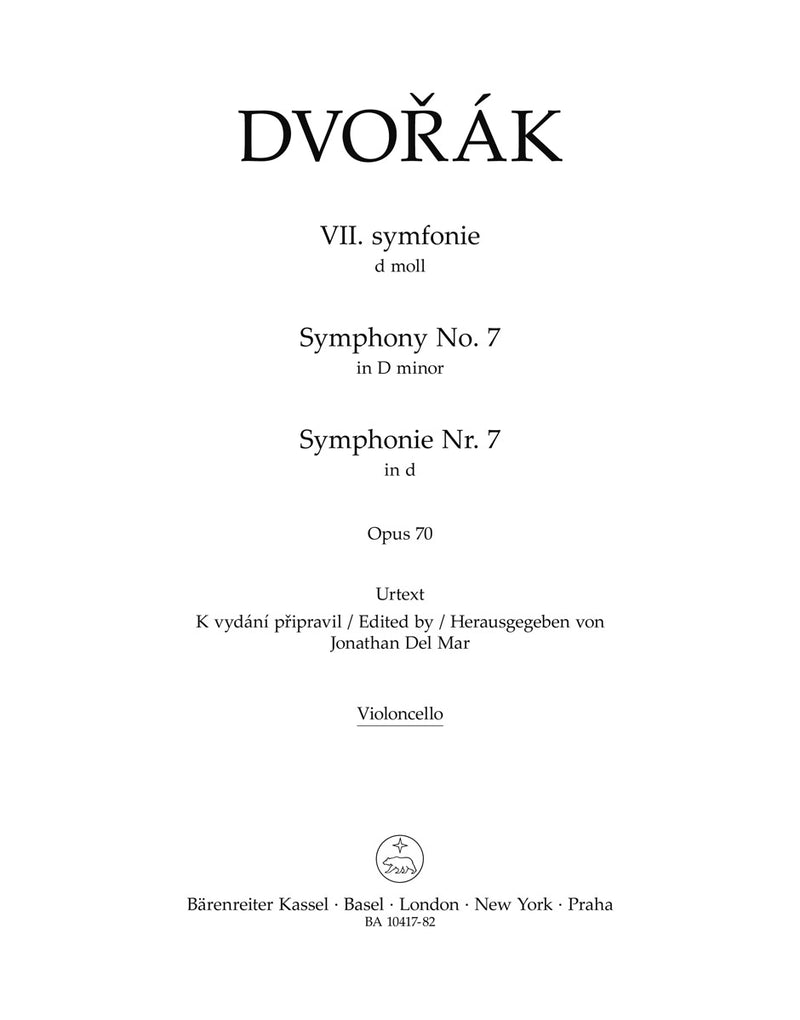 Symphonie Nr. 7 d-Moll = Symphonie Nr. 7 d-Moll = Symphony no. 7 D minor op. 70 [cello part]