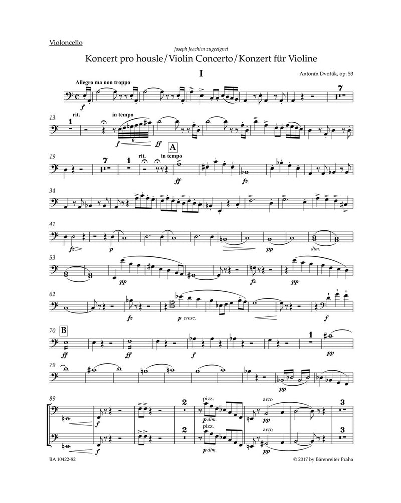 Concerto for Violin and Orchestra A minor op. 53 [cello part]
