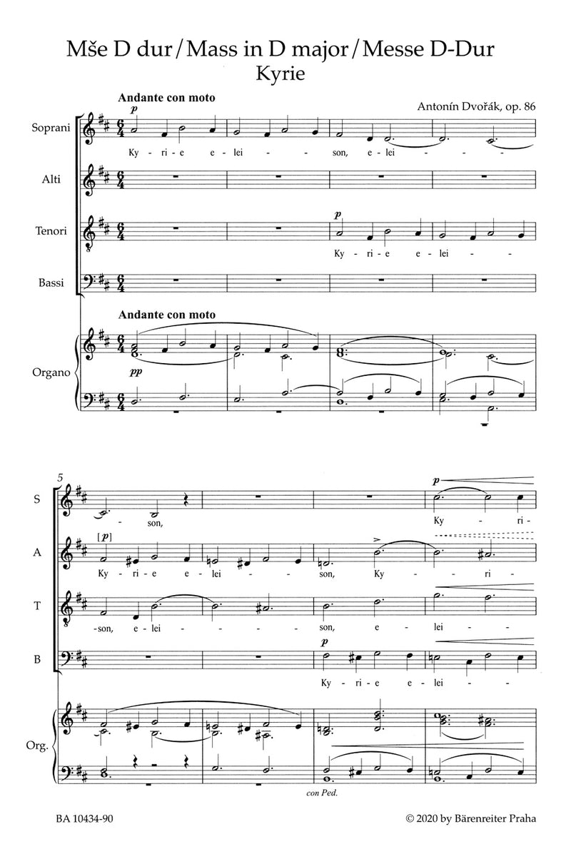 Messe D-Dur = Mass in D major op. 86 (Organ version・Organ reduction)