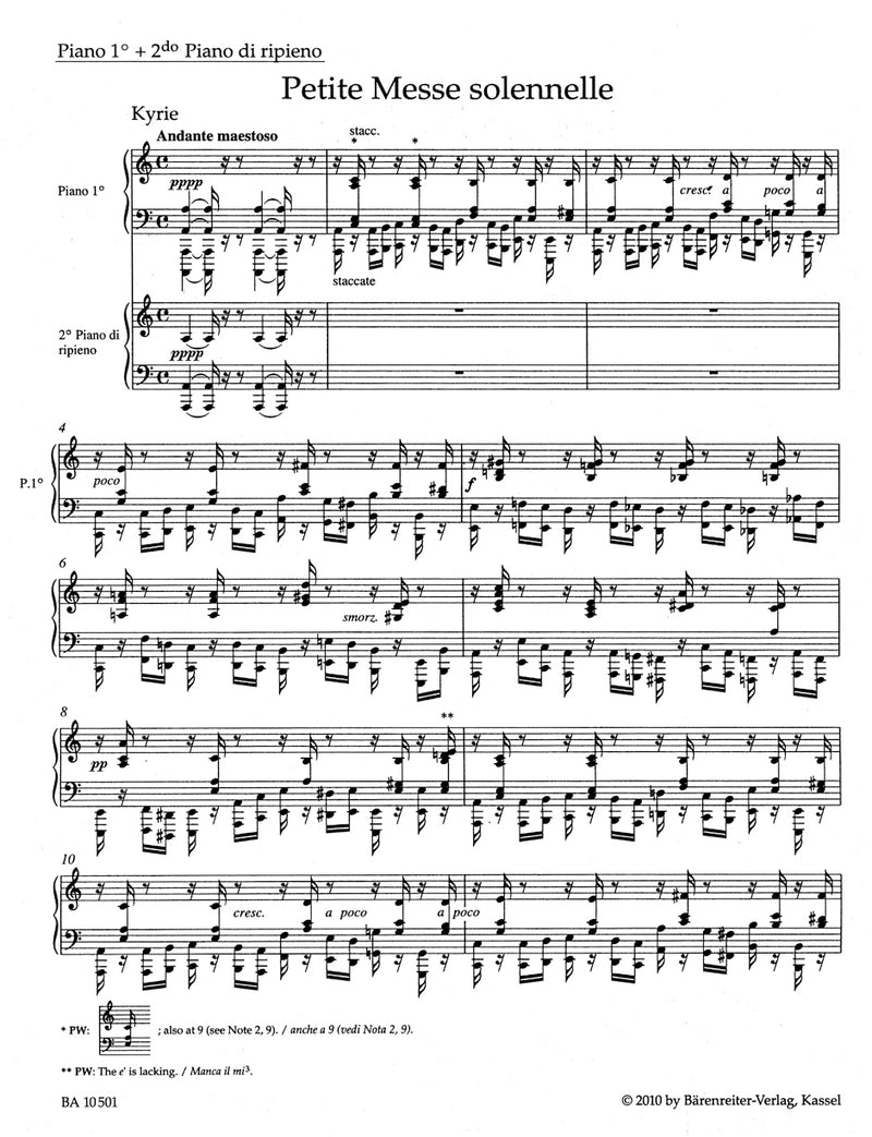Petite Messe solennelle [piano1/piano2 (di ripieno) part]