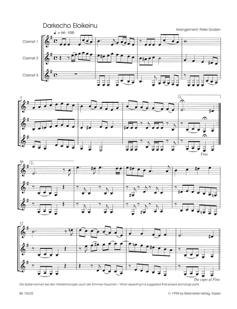 Schabbes Schabbes -Klezmer for drei Clarinets-