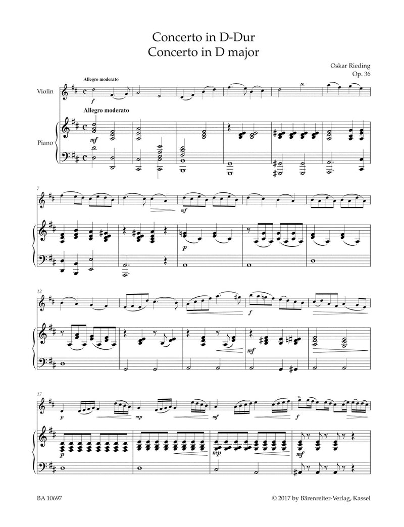 Concerto D major op. 36（ピアノ・リダクション）