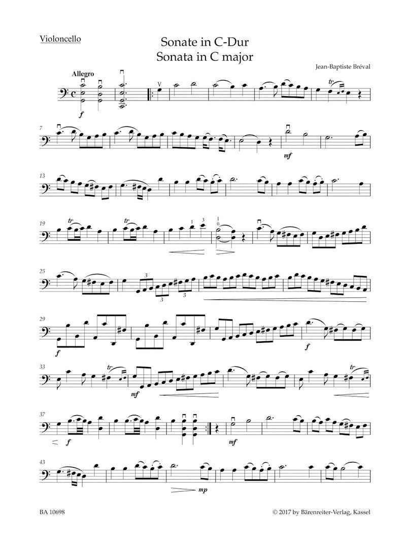 Sonata C major op. 40/1 (Transcribed for Violoncello and Piano)
