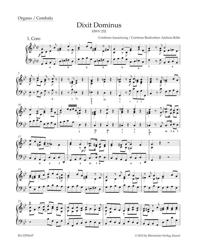 Dixit Dominus HWV 232 (Psalm 109) [organ/harpsichord part]