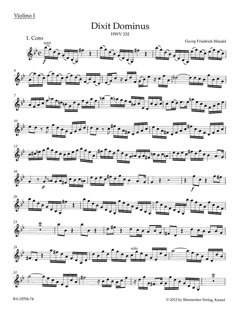 Dixit Dominus HWV 232 (Psalm 109) [violin 1 part]