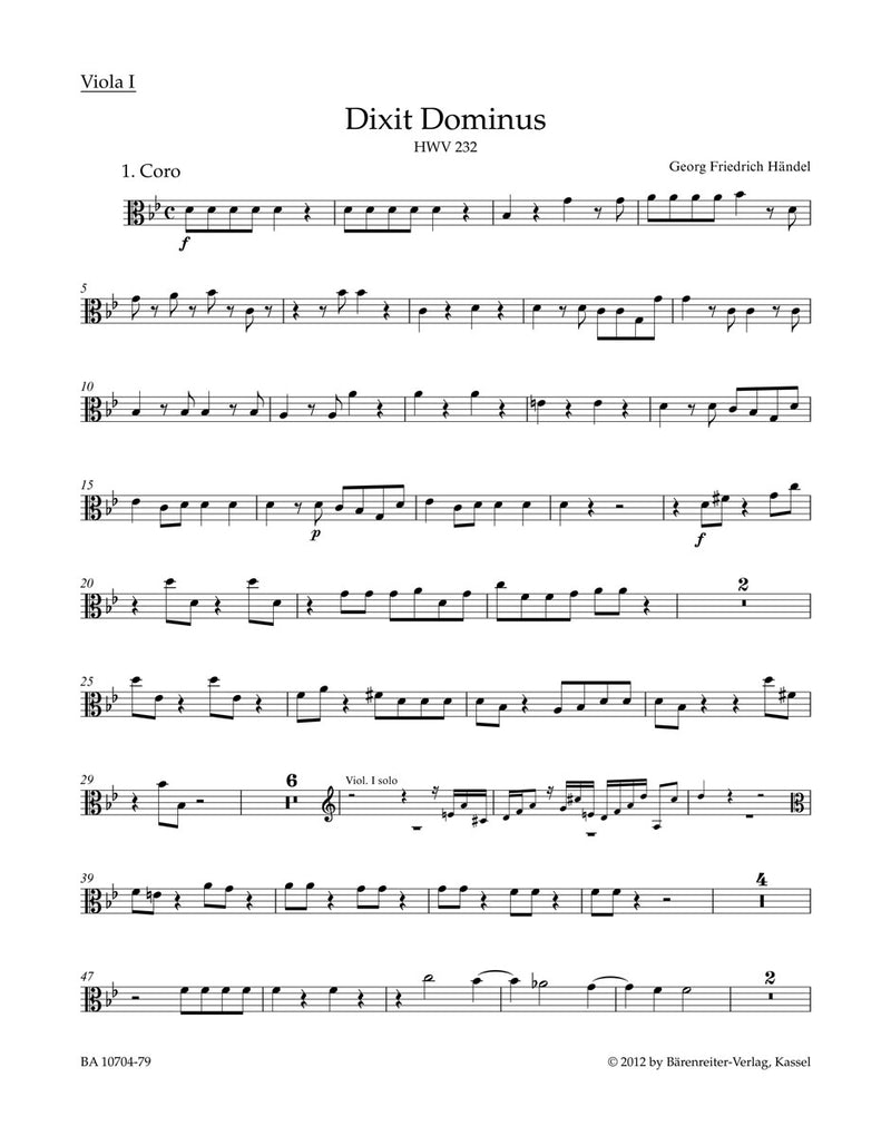 Dixit Dominus HWV 232 (Psalm 109) [viola 1 part]