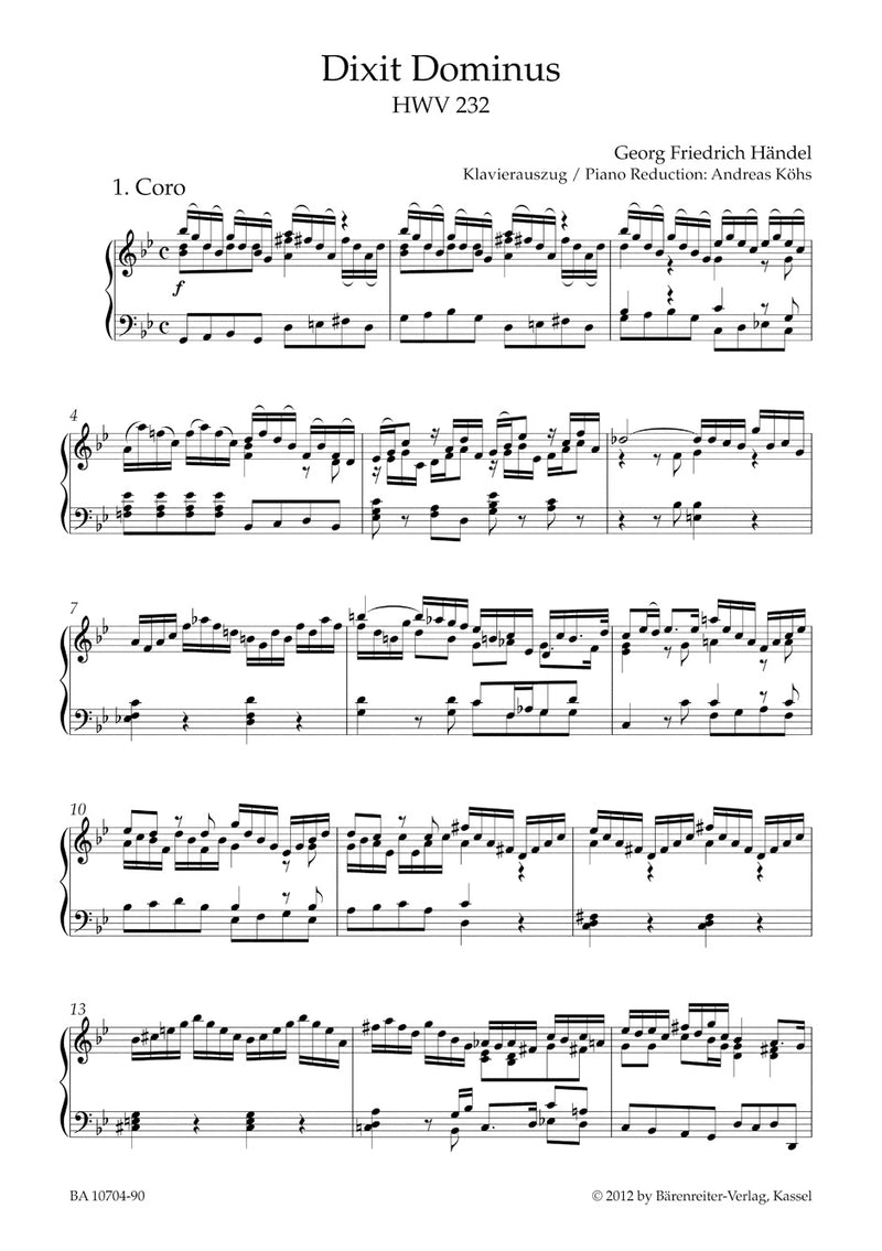 Dixit Dominus HWV 232 (Psalm 109) （ヴォーカル・スコア）