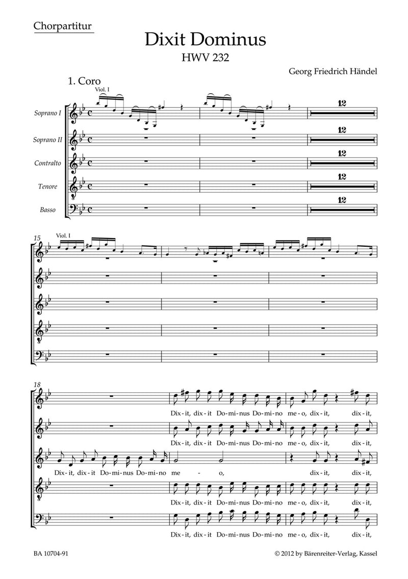 Dixit Dominus HWV 232 (Psalm 109) [合唱楽譜]