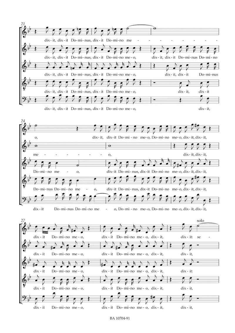 Dixit Dominus HWV 232 (Psalm 109) [合唱楽譜]