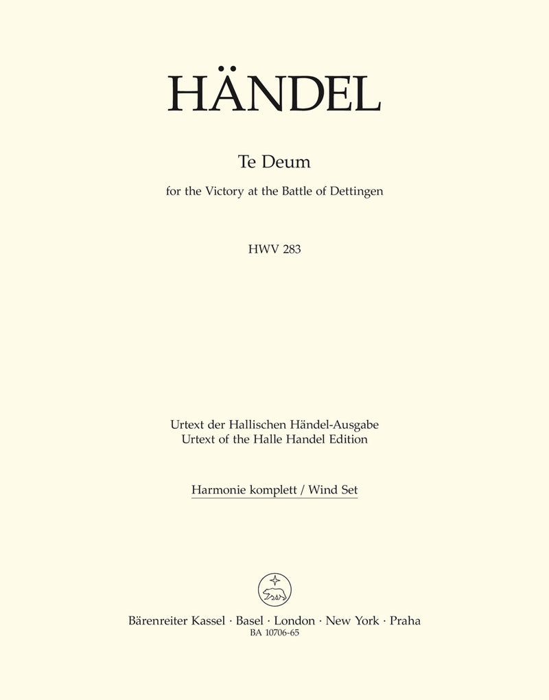 Te Deum for the Victory at the Battle of Dettingen HWV 283 [set of wind parts]