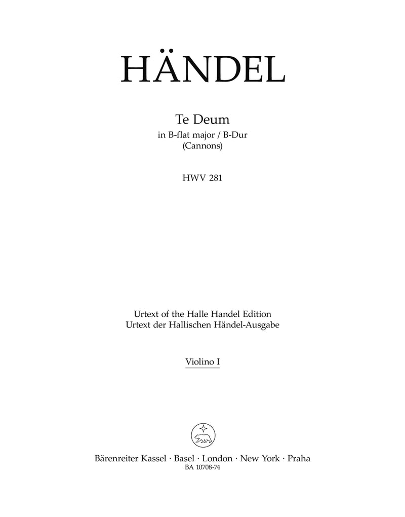 Te Deum B-Dur HWV 281 (Cannons) [violin 1 part]