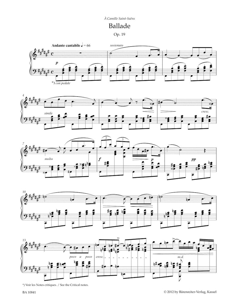 Ballade for Piano op. 19