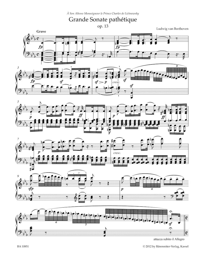 Grande Sonate pathétique C minor op. 13 / Beethoven (Bärenreiter)