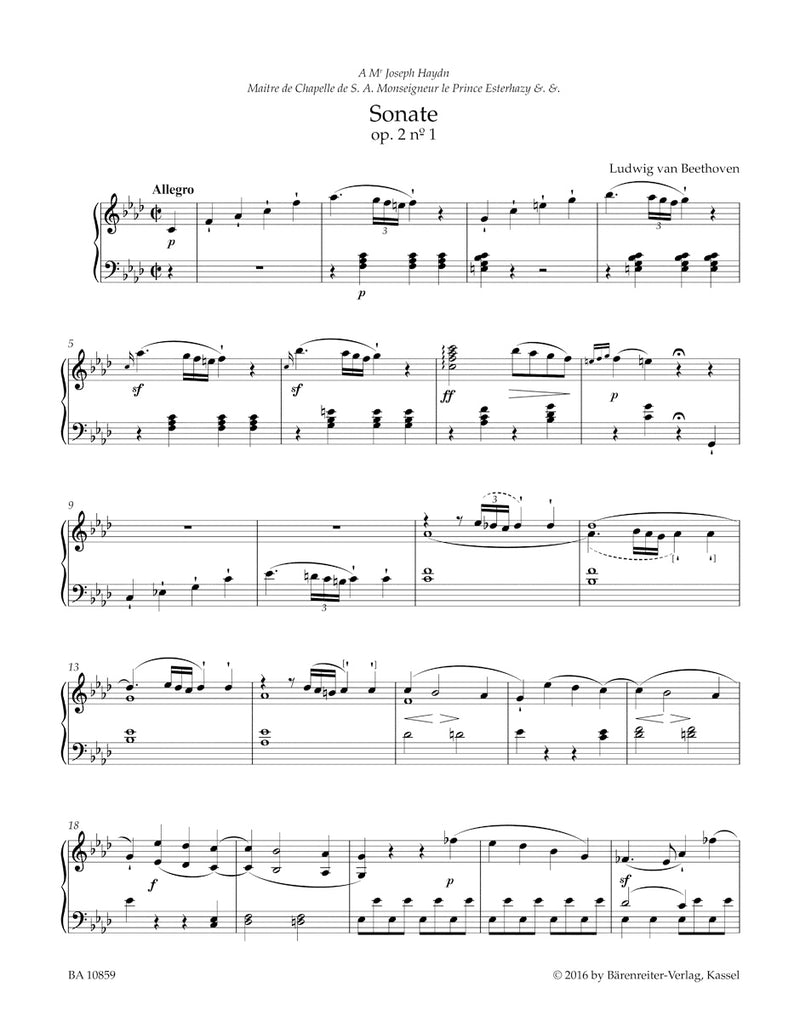 Three Sonatas for Piano op. 2 (F minor, A major, C major)