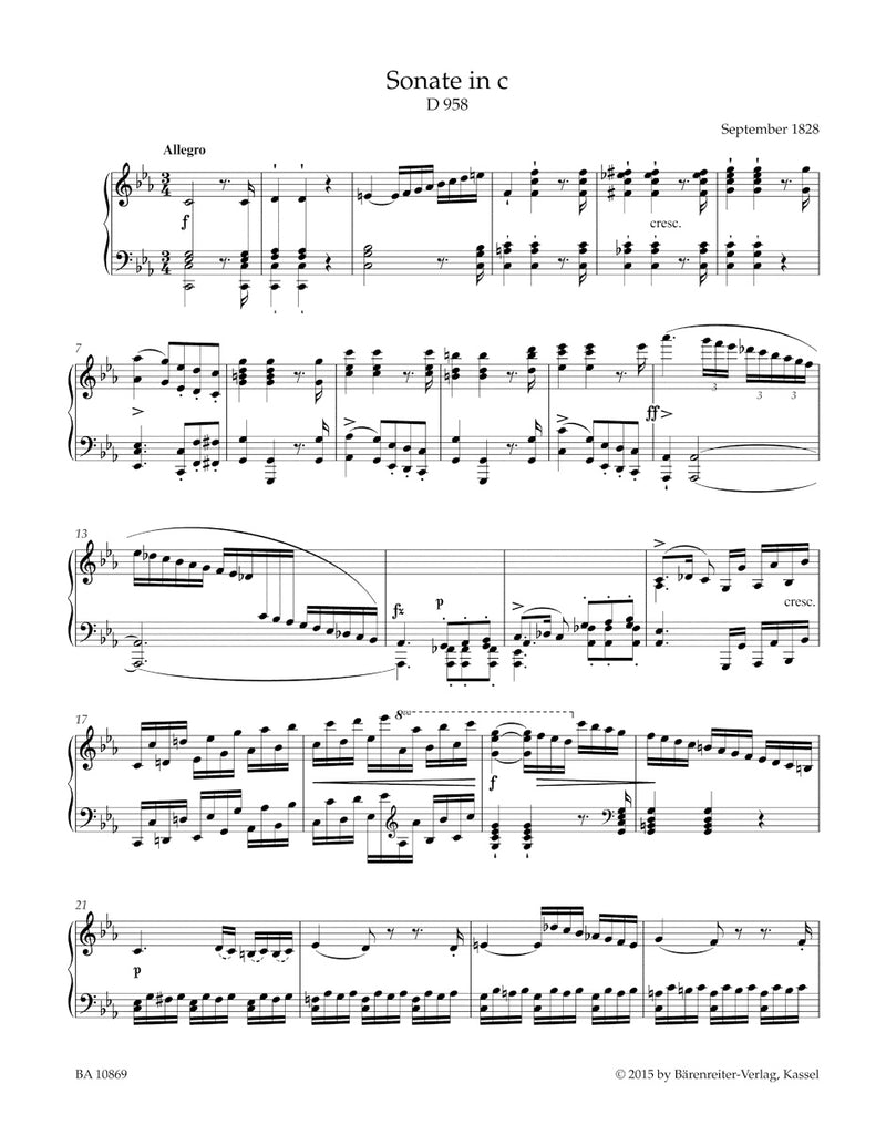 Sonata for Piano C minor D 958