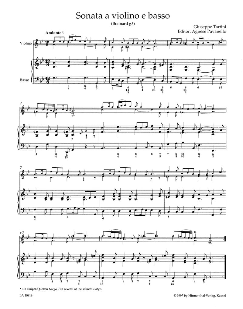 Sonata for Violin and Basso continuo G minor "Devil's Trill"