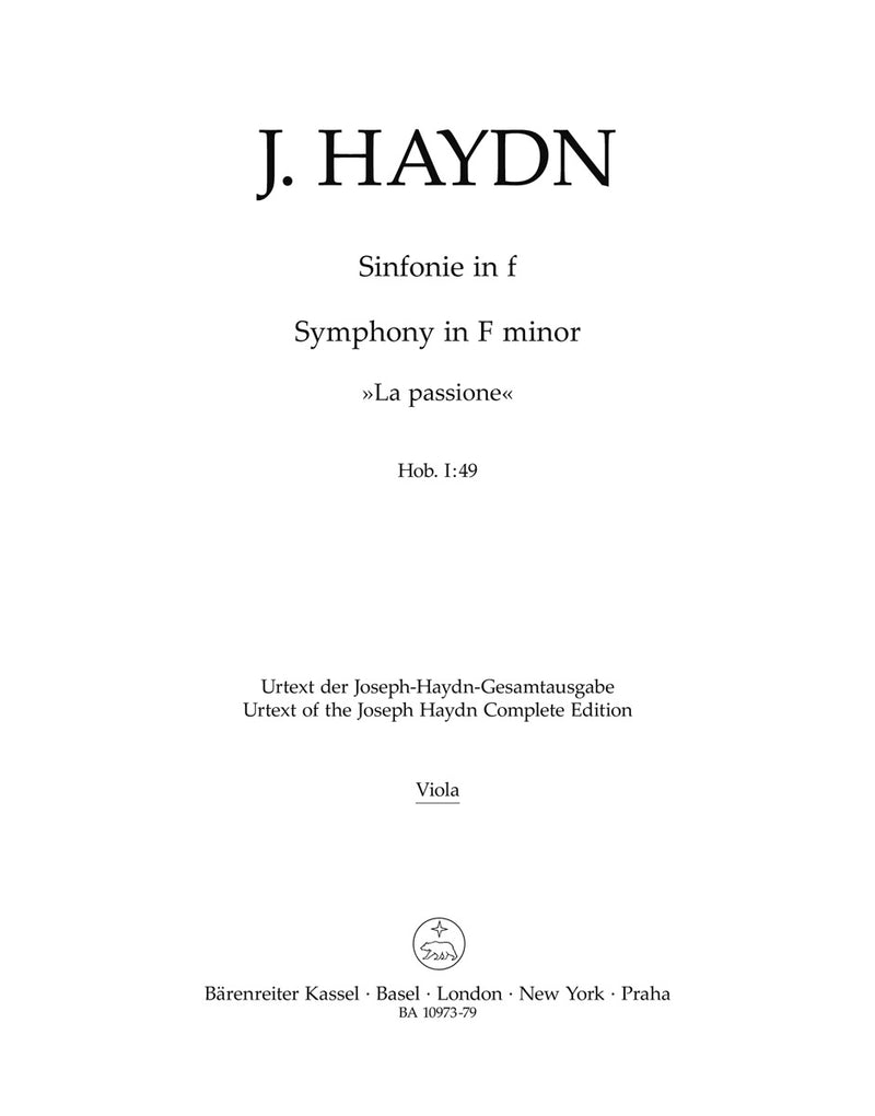 Symphony F minor Hob. I:49 "La passione" [viola part]