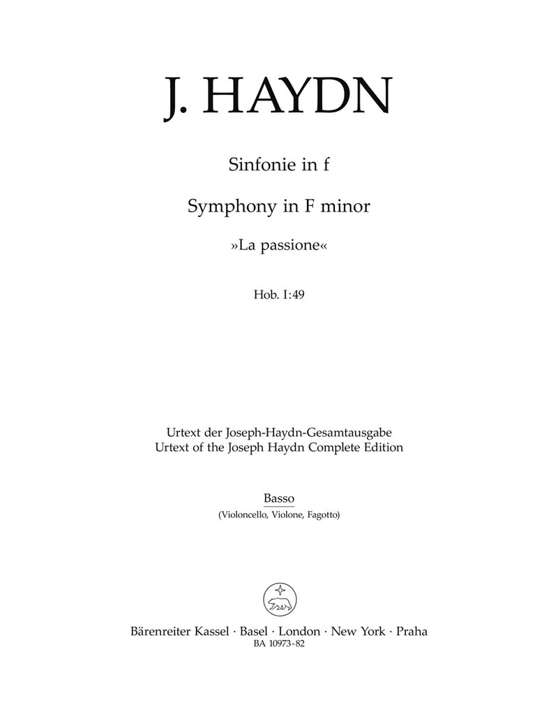 Symphony F minor Hob. I:49 "La passione" [Basso(cello/Vo/bassoon) part]