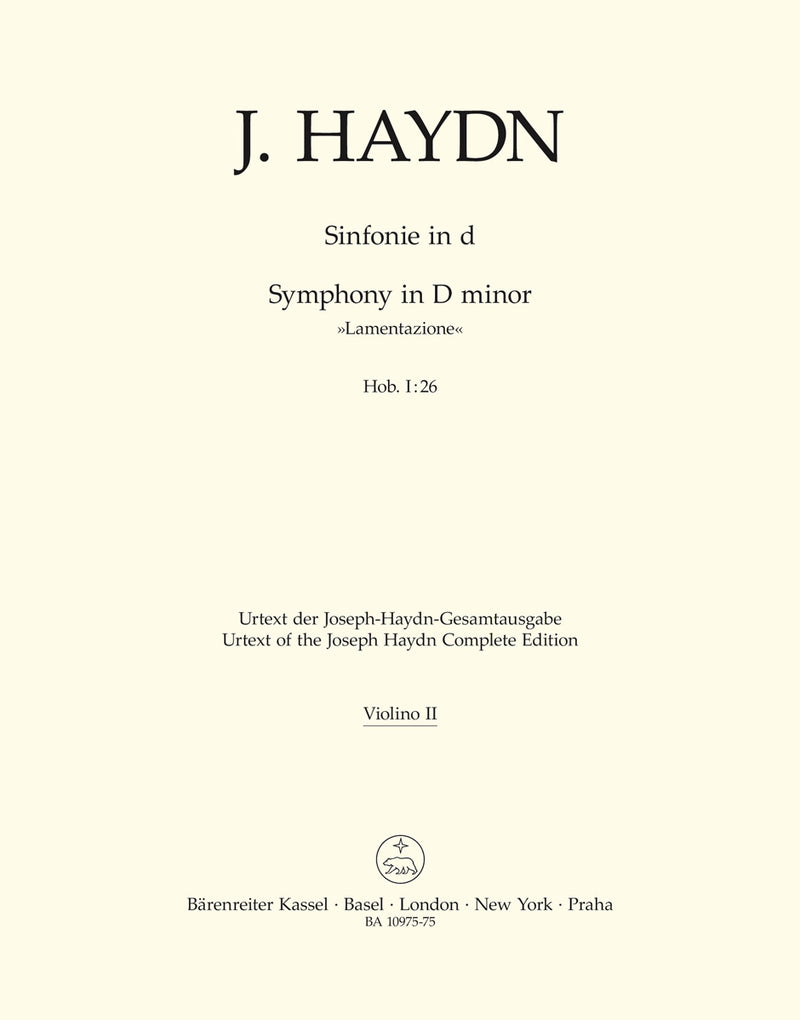 Symphony D minor Hob. I:26 "Lamentazione" [violin 2 part]