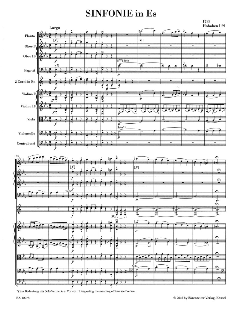 Symphony Nr. 91 E-flat major Hob. I:91 [score]