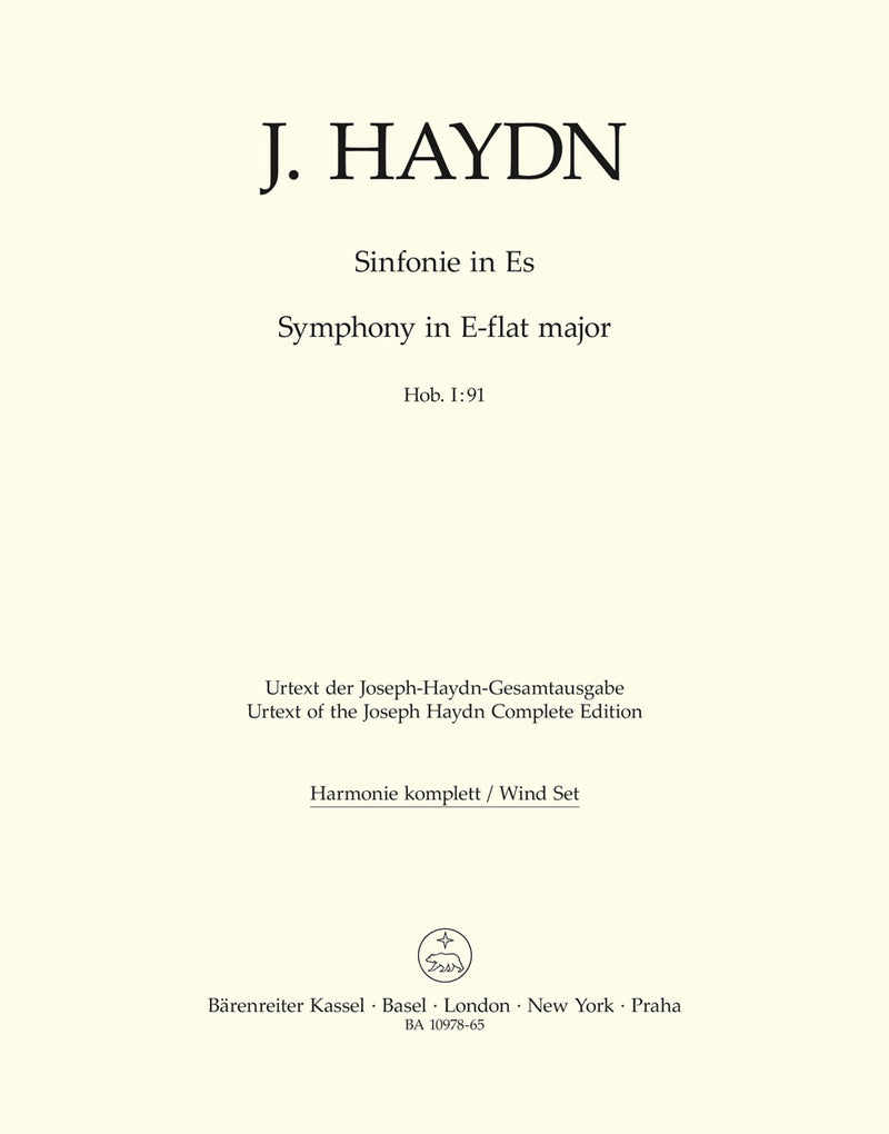 Symphony Nr. 91 E-flat major Hob. I:91 [set of wind parts]