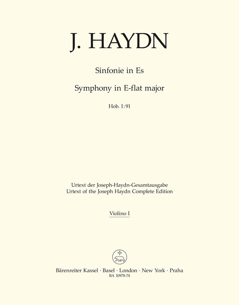 Symphony Nr. 91 E-flat major Hob. I:91 [violin 1 part]