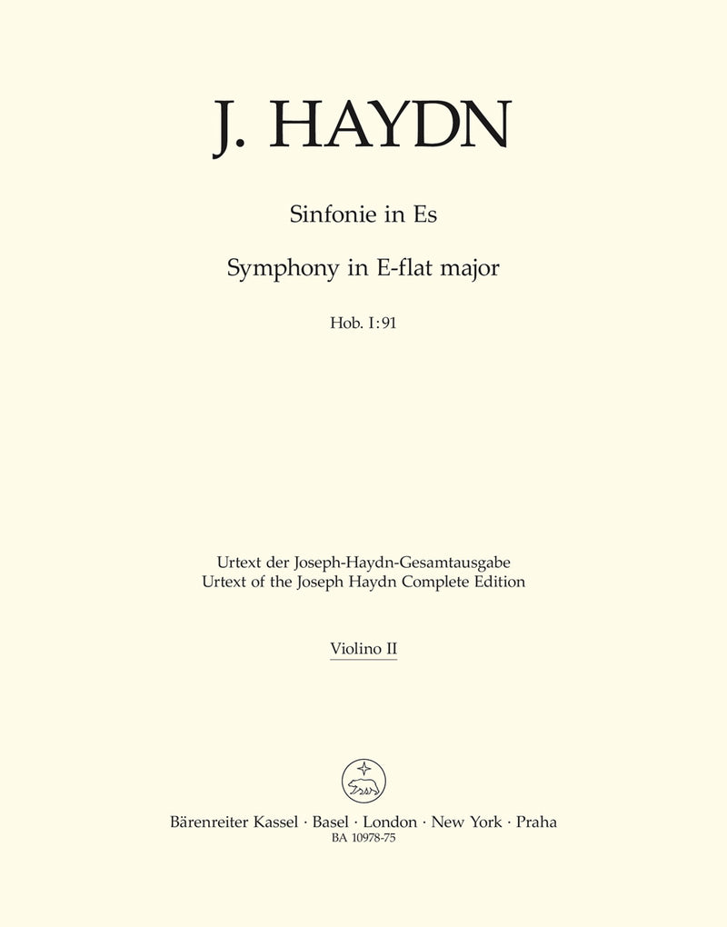 Symphony Nr. 91 E-flat major Hob. I:91 [violin 2 part]