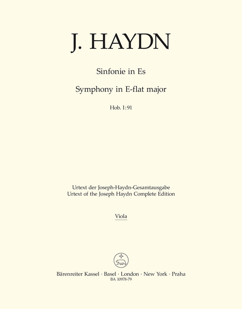 Symphony Nr. 91 E-flat major Hob. I:91 [viola part]
