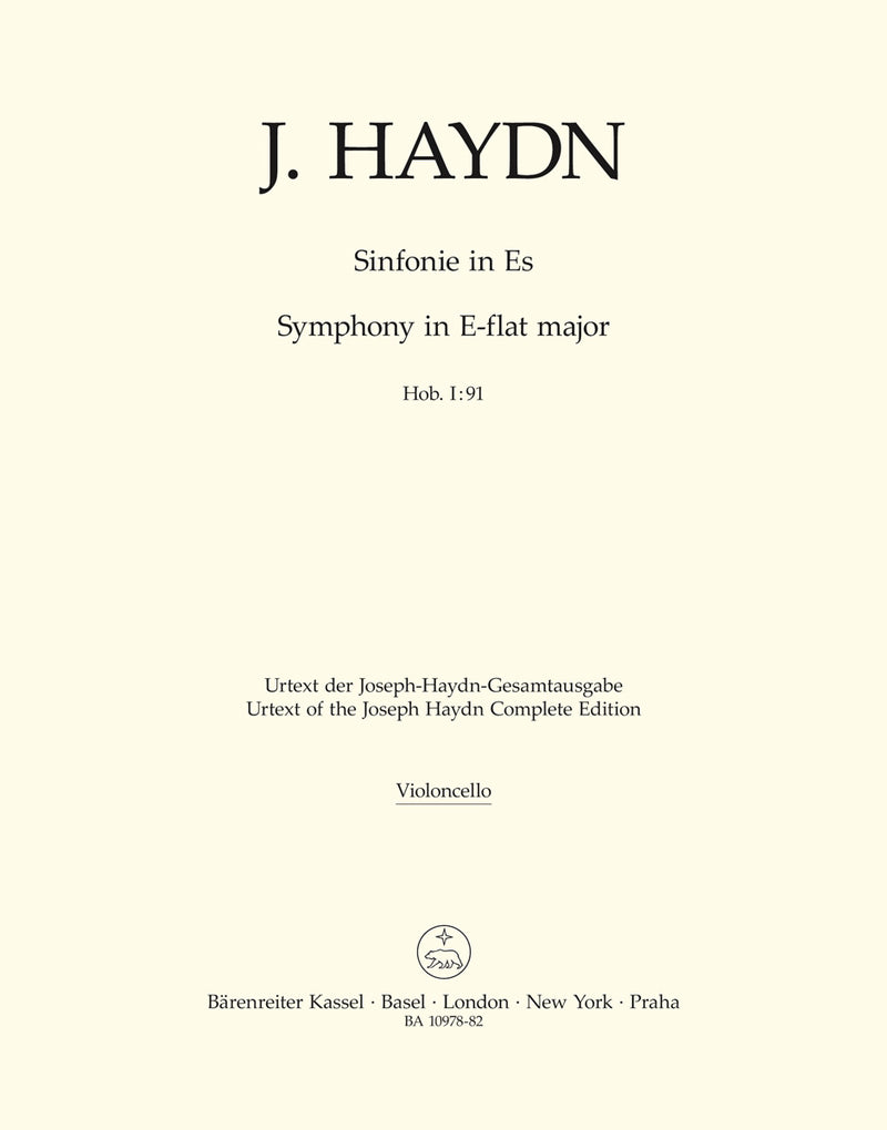 Symphony Nr. 91 E-flat major Hob. I:91 [cello part]