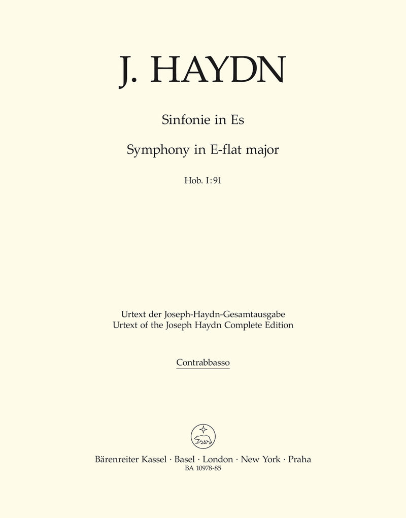 Symphony Nr. 91 E-flat major Hob. I:91 [double bass part]