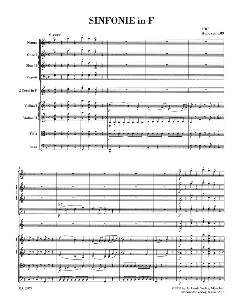 Symphony F major Hob. I:89 [score]