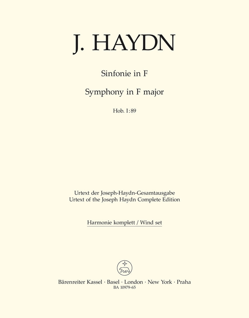 Symphony F major Hob. I:89 [set of wind parts]