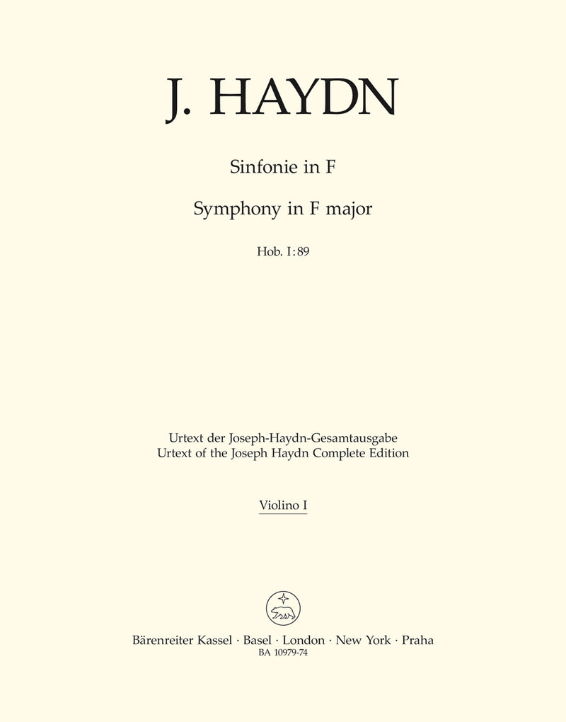 Symphony F major Hob. I:89 [violin 1 part]